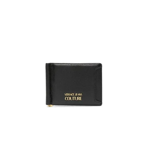 Versace Jeans Couture , Black Leather Wallet with Logo Print ,Black female, Sizes: ONE SIZE