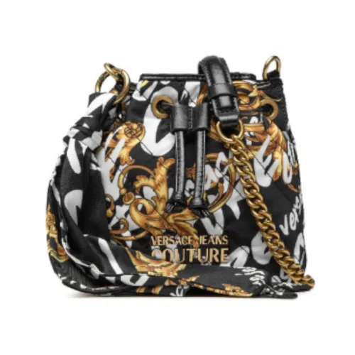 Versace Jeans Couture , Black Logo Space Couture Bucket Bag with Coordinated Scarf ,Multicolor female, Sizes: ONE SIZE