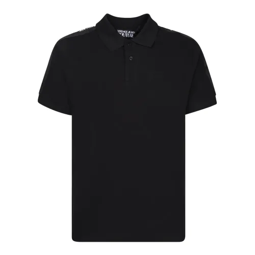 Versace Jeans Couture , Black Logo-Tape Polo Shirt ,Black male, Sizes: