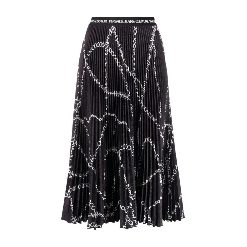 Versace Jeans Couture , Black Midi Skirt - Stylish and Comfortable ,Black female, Sizes: