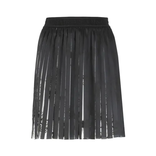 Versace Jeans Couture , Black Pleated Watercolour Skirt ,Black female, Sizes:
