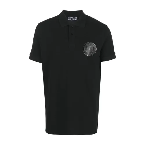 Versace Jeans Couture , Black Polo Shirt for Men ,Black male, Sizes:
