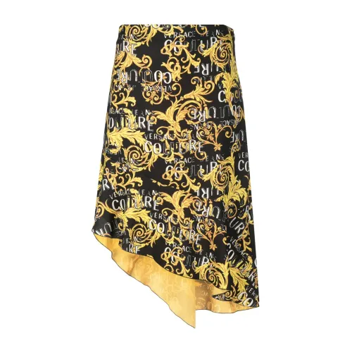 Versace Jeans Couture , Black Ss23 Midi Skirt - Stylish and Versatile ,Black female, Sizes: