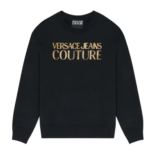 Versace Jeans Couture , Black Sweaters ,Black male, Sizes: