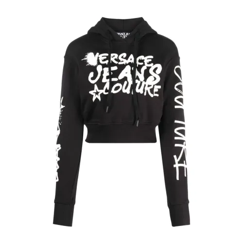 Versace Jeans Couture , Black Sweaters - Stylish Design ,Black female, Sizes: