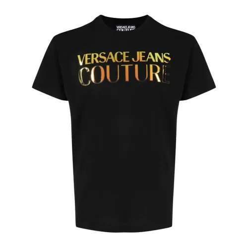 Versace Jeans Couture , Black T-Shirts ,Black male, Sizes:
