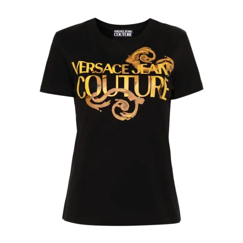 Versace Jeans Couture , Black T-Shirts Polos for Women ,Black female, Sizes: