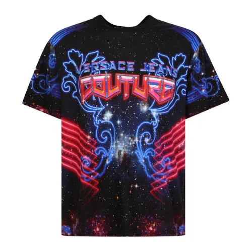 Versace Jeans Couture , Blue Galaxy Print T-Shirt for Men ,Blue male, Sizes: