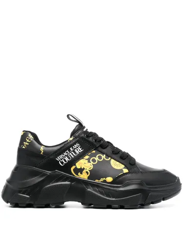 Versace Jeans Couture chain-link print leather low-top sneakers - Black