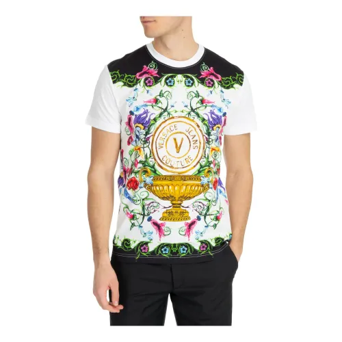 Versace Jeans Couture , Floral Logo Tee ,White male, Sizes:
