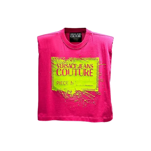 Versace Jeans Couture , Fuchsia Sleeveless Top with Shoulder Pads ,Pink female, Sizes: