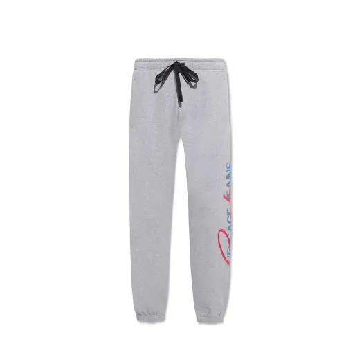 Versace Jeans Couture , Gray Cotton Trousers with Logo Print ,Gray male, Sizes: