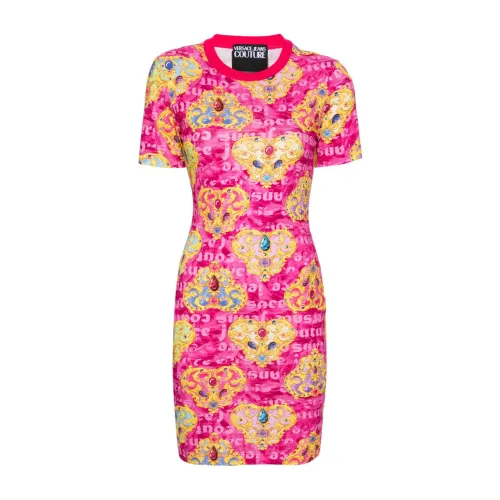 Versace Jeans Couture , Heart Couture Hot Pink Jersey Dress ,Multicolor female, Sizes:
