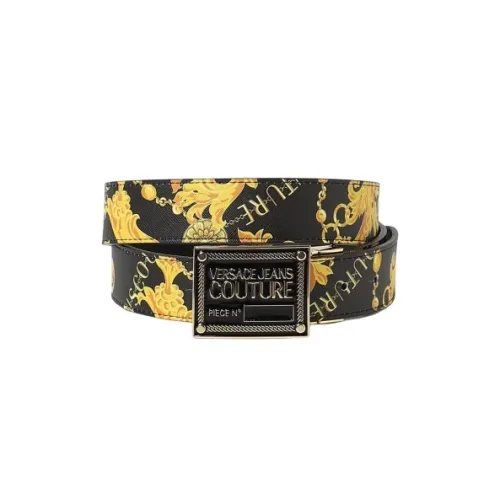 Versace Jeans Couture , Leather Belt With Logo Print ,Multicolor unisex, Sizes: