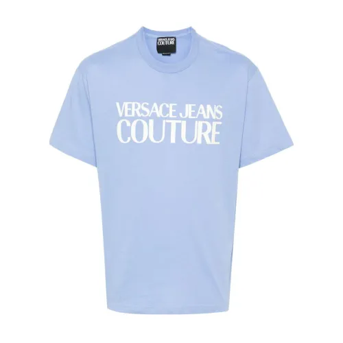 Versace Jeans Couture , Light Blue T-shirts and Polos ,Blue male, Sizes: