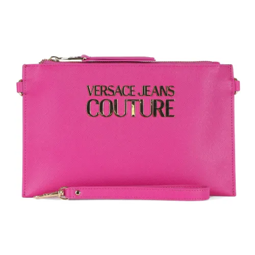 Versace Jeans Couture , Logo Front Saffiano Clutch ,Pink female, Sizes: ONE SIZE