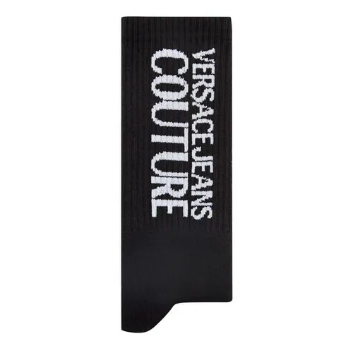Versace Jeans Couture Logo Jacquard Ribbed Socks - Black