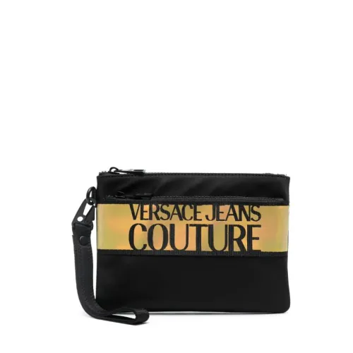 Versace Jeans Couture , Logo Print Black Bag with Zip Closure ,Black male, Sizes: ONE SIZE