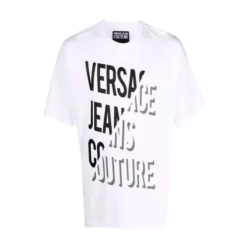Versace Jeans Couture , Logo Print T-Shirt for Men ,White male, Sizes: