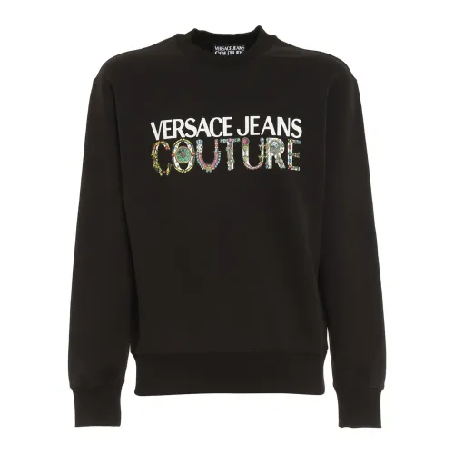 Versace Jeans Couture , Logo Printed Sweatshirt ,Black male, Sizes: