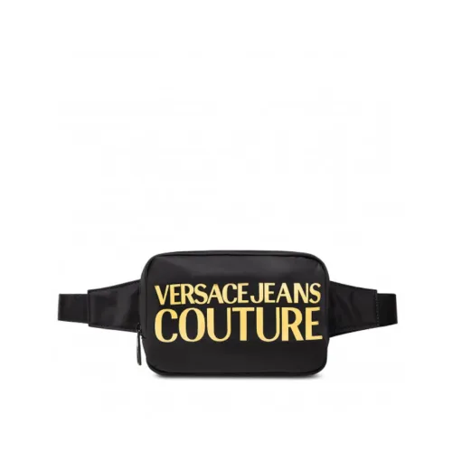 Versace Jeans Couture , Men Black Nylon Marsupio with Gold Logo ,Black male, Sizes: ONE SIZE