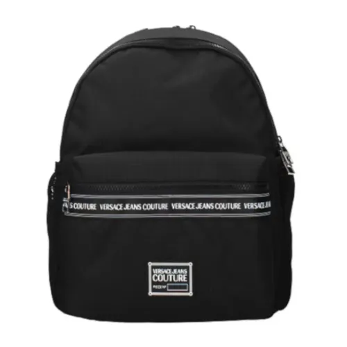 Versace Jeans Couture , Men`s Black Nylon Backpack with Laptop Compartment ,Black male, Sizes: ONE SIZE