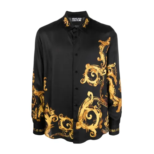 Versace Jeans Couture , Mens Clothing Shirts Black Ss24 ,Multicolor male, Sizes: