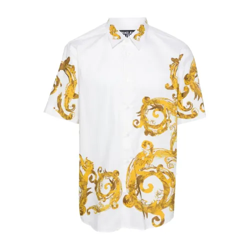 Versace Jeans Couture , Mens Clothing Shirts White Ss24 ,White male, Sizes: