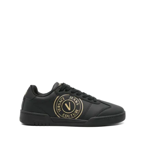 Versace Jeans Couture , Mens Shoes Sneakers Black Ss24 ,Black male, Sizes: