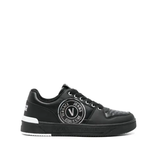 Versace Jeans Couture , Mens Shoes Sneakers Black Ss24 ,Black male, Sizes: