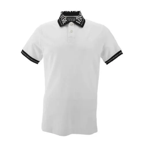Versace Jeans Couture , Men`s White Cotton Polo with Black Collar ,White male, Sizes: