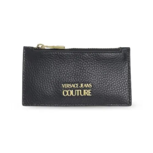 Versace Jeans Couture , Metal Logo Men`s Wallet with Zipper Closure ,Black male, Sizes: ONE SIZE