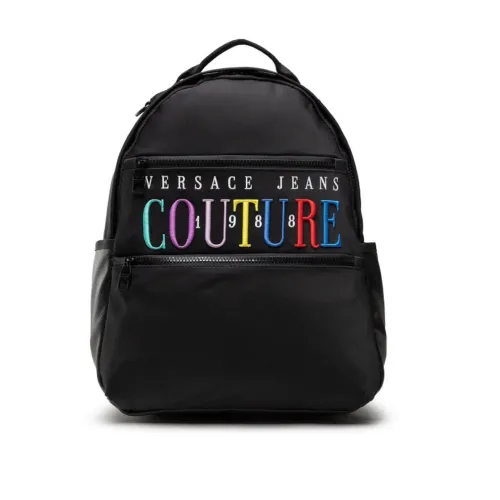 Versace Jeans Couture , Multicolor Logo Nylon Backpack for Men ,Black male, Sizes: ONE SIZE