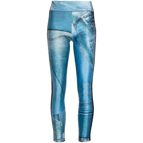Versace Jeans Couture , Patch Denim Leggings ,Blue female, Sizes: