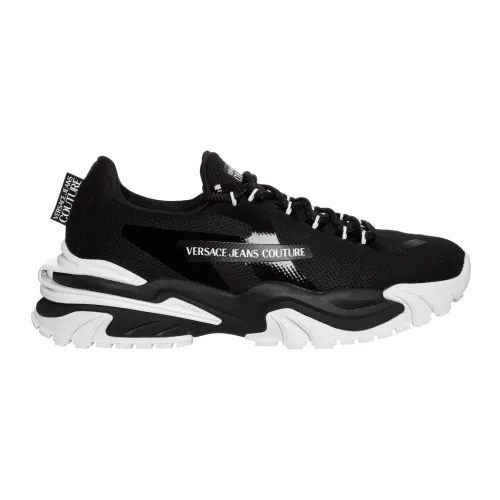 Versace Jeans Couture , Plain Lace-Up Trail Treck Sneakers ,Black male, Sizes: