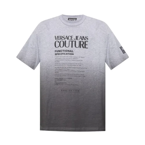 Versace Jeans Couture , Printed T-shirt with Logo Print ,Gray male, Sizes: