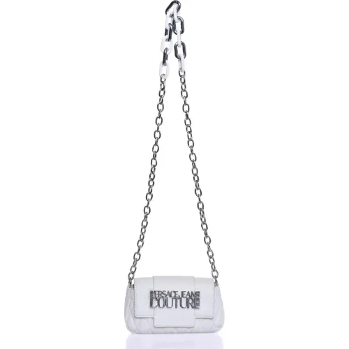 Versace Jeans Couture , Quilted Mini Bag with Silver/White Chain ,White female, Sizes: ONE SIZE