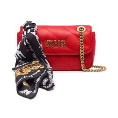 Versace Jeans Couture , Red Quilted Shoulder Bag with Baroque Print Scarf ,Red female, Sizes: ONE SIZE