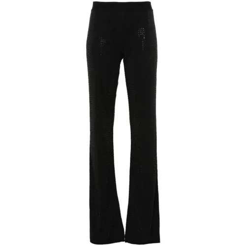 Versace Jeans Couture , Tape Crystal ALL Over Trousers ,Black female, Sizes: