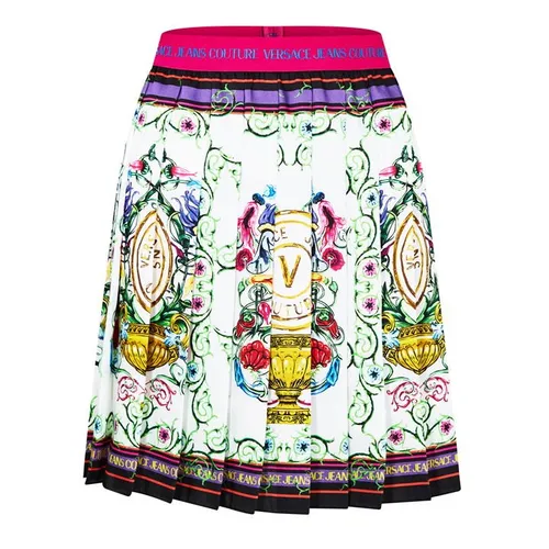Versace Jeans Couture V-Emblem Garden Pleated Skirt - Multi