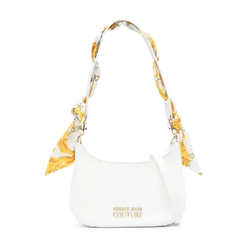 Versace Jeans Couture , White Hobo Shoulder Bag with All Over Print and Adjustable Detachable Strap ,White female, Sizes: ONE SIZE
