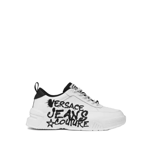 Versace Jeans Couture , White Leather Sneakers for Men ,White male, Sizes: