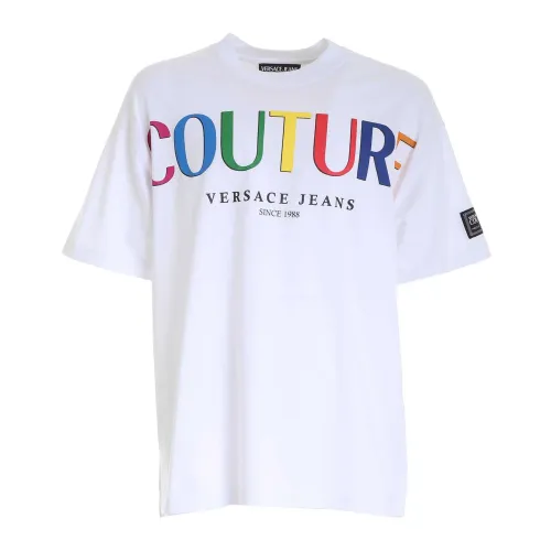Versace Jeans Couture , White Logo T-Shirt ,White male, Sizes: