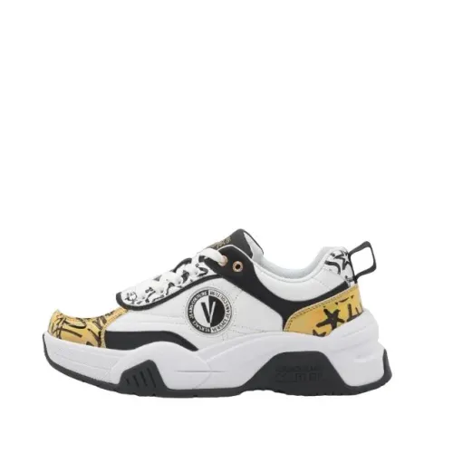 Versace Jeans Couture , White Sneakers with Gold Details ,White male, Sizes: