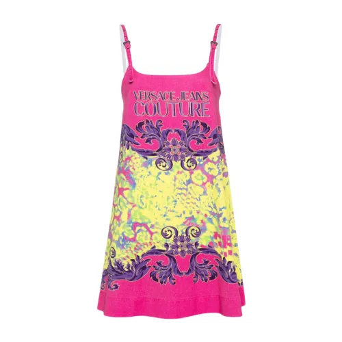 Versace Jeans Couture , Womens Clothing Dress Pink Ss24 ,Multicolor female, Sizes: