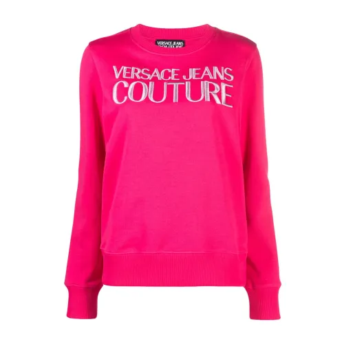 Versace Jeans Couture , Womens Clothing Sweatshirts Pink Ss24 ,Pink female, Sizes: