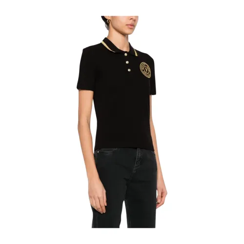 Versace Jeans Couture , Womens Clothing T-Shirts Polos Black Ss24 ,Black female, Sizes: