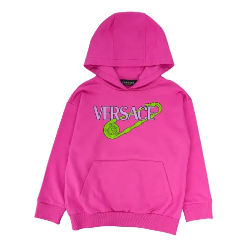 Versace , Kids Sweatshirt with Hood - Fuchsia - Regular Fit ,Pink female, Sizes: