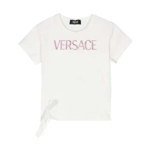 Versace , Kids T-shirts and Polos with Crystal Decorations ,White female, Sizes: