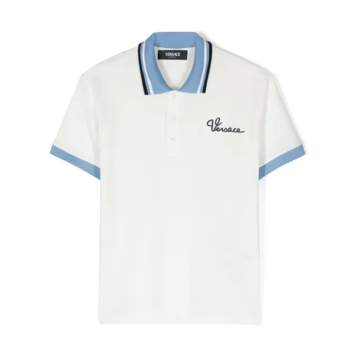 Versace , Kids T-shirts and Polos with Embroidered Logo ,White male, Sizes: